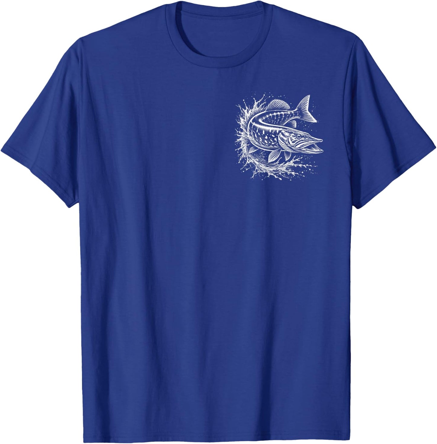 Hecht im Sprung auf Brust - Fisch-Design für Angler T-Shirt - T-Shirt | Royal