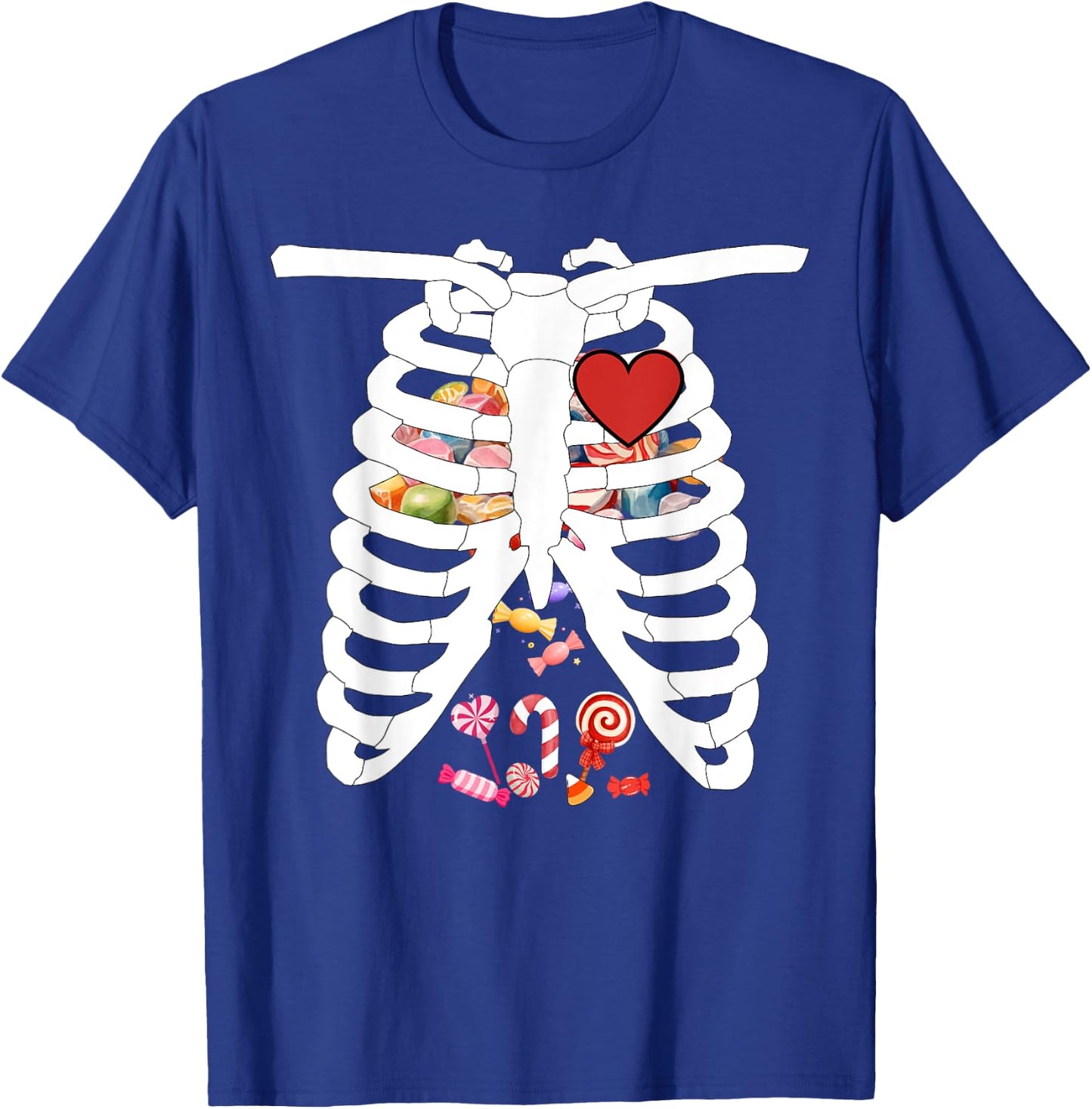 Skeleton Rib Cage X-ray Candy Funny Halloween Costume Kids T-Shirt - T-Shirt | Royal