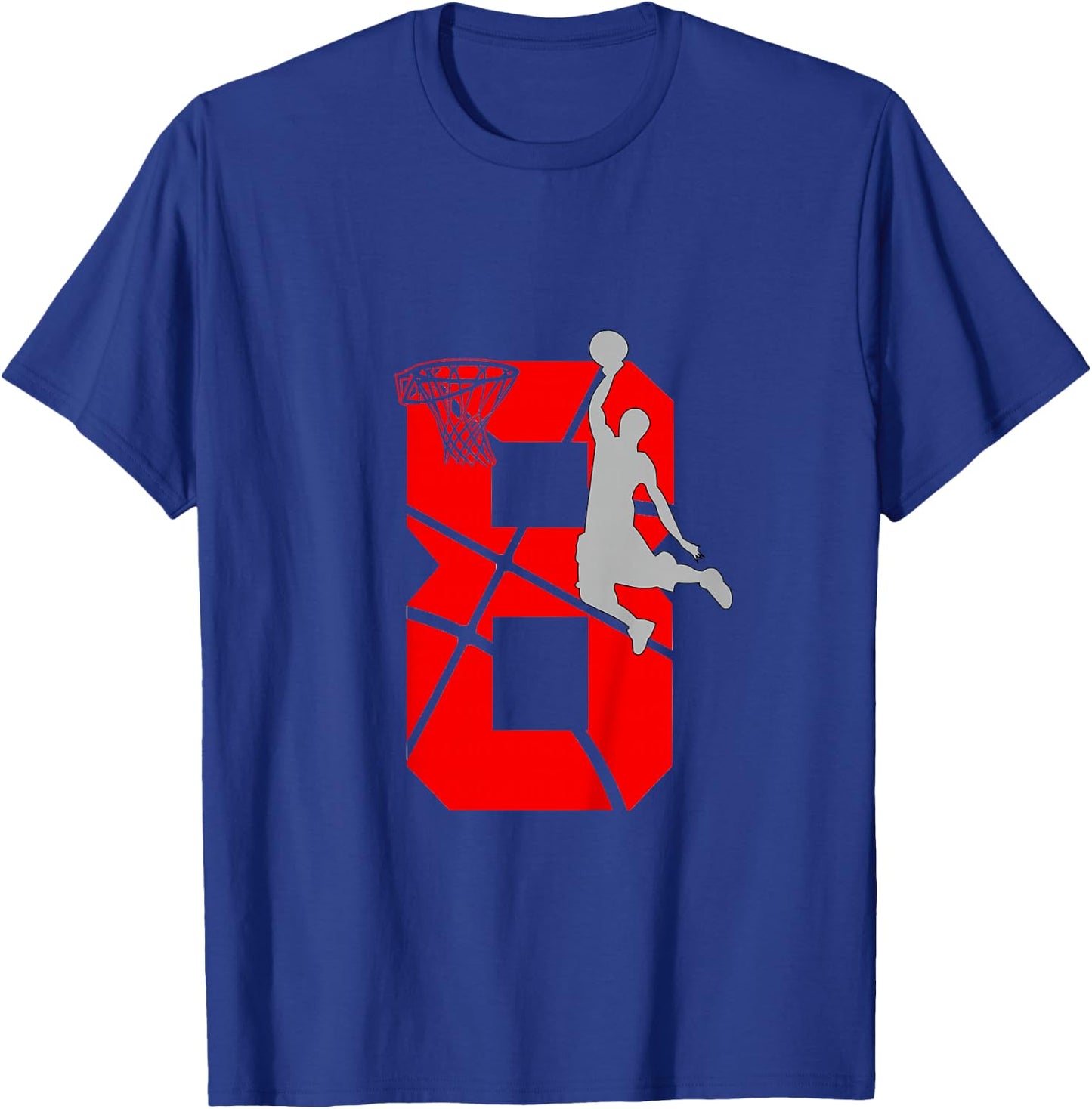 8 Year Old 8th Basketball Birthday PartyTheme Boys Girls T-Shirt - T-Shirt | Royal