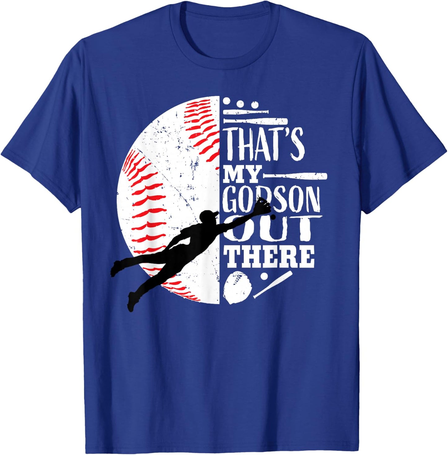 That's My Godson Out There Baseball Godfather Godmother Gift T-Shirt - T-Shirt | Royal