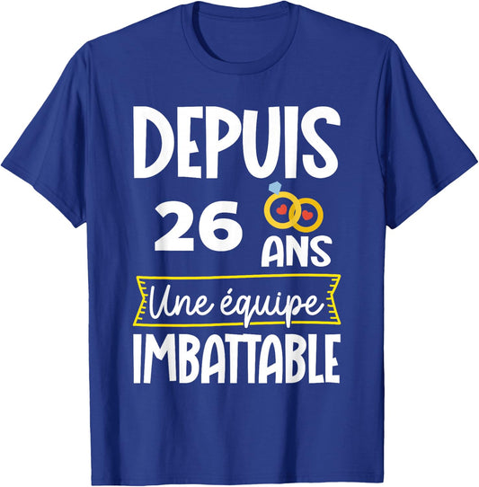 26th Wedding Anniversary 26th Wedding Anniversary for Couple , Black, S T-Shirt - T-Shirt | Royal