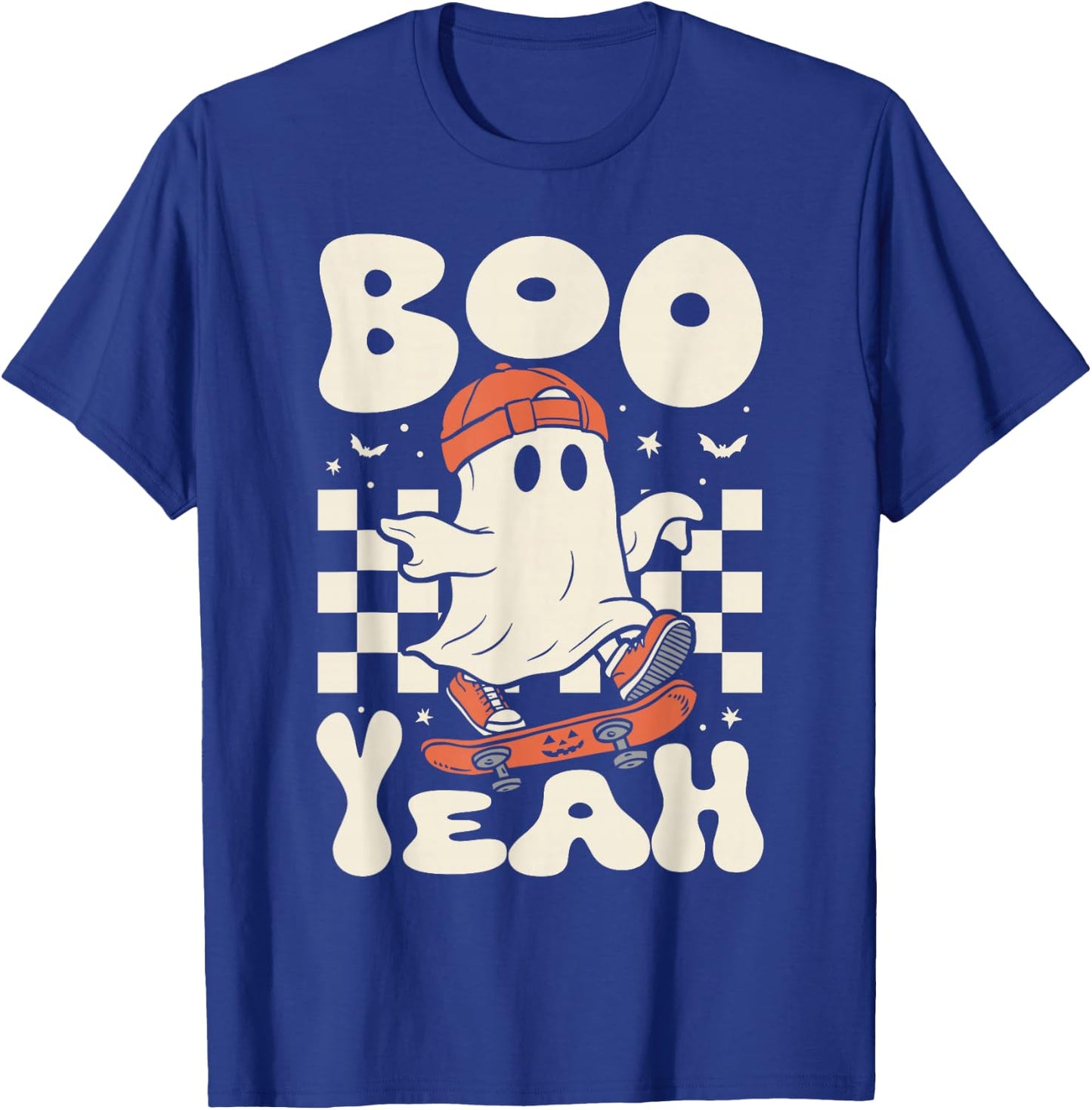 Boo Yeah Halloween Ghost Boys Retro Skateboard Toddler Kids T-Shirt - T-Shirt | Royal