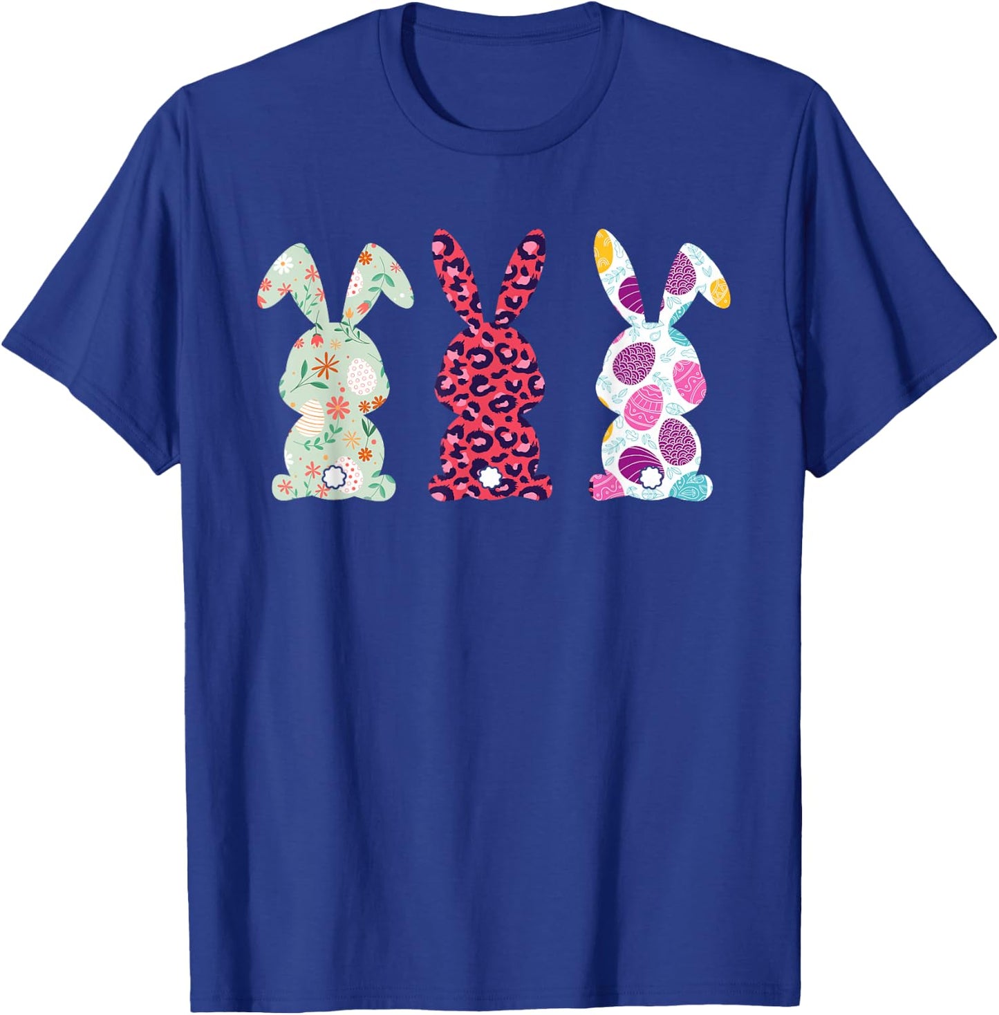 Cute Pink Leopard Eggs Flower Happy Easter Bunny Rabbit T-Shirt - T-Shirt | Royal