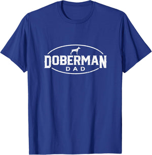 Doberman Pinscher Dog Dad Silhouette Fur Dog Papa Dog Lover T-Shirt - T-Shirt | Royal