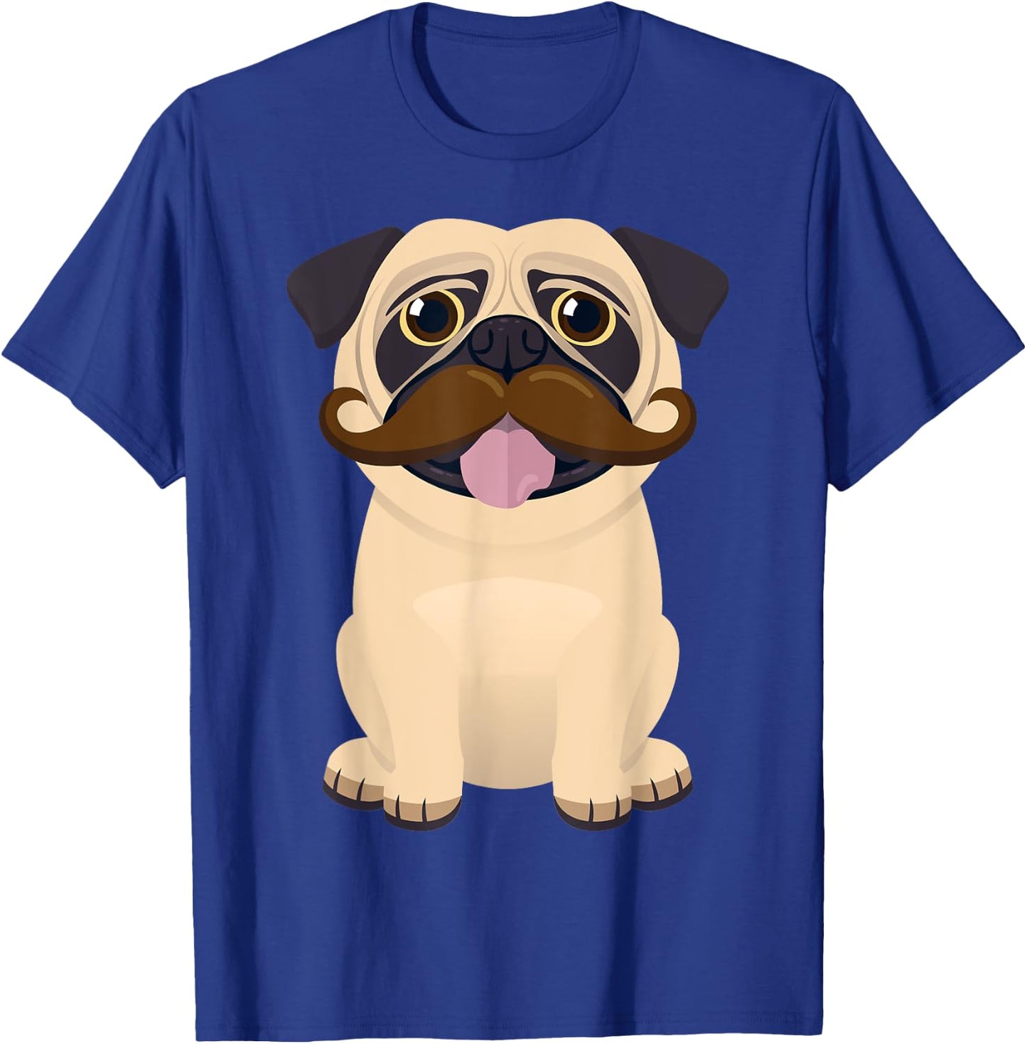 Funny Christmas Xmas Pug Dog Mustache Kids Costume T-Shirt - T-Shirt | Royal