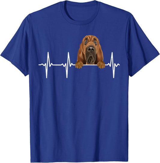 Funny Dog Heartbeat For Bloodhound Lovers Men Women Kids T-Shirt - T-Shirt | Royal