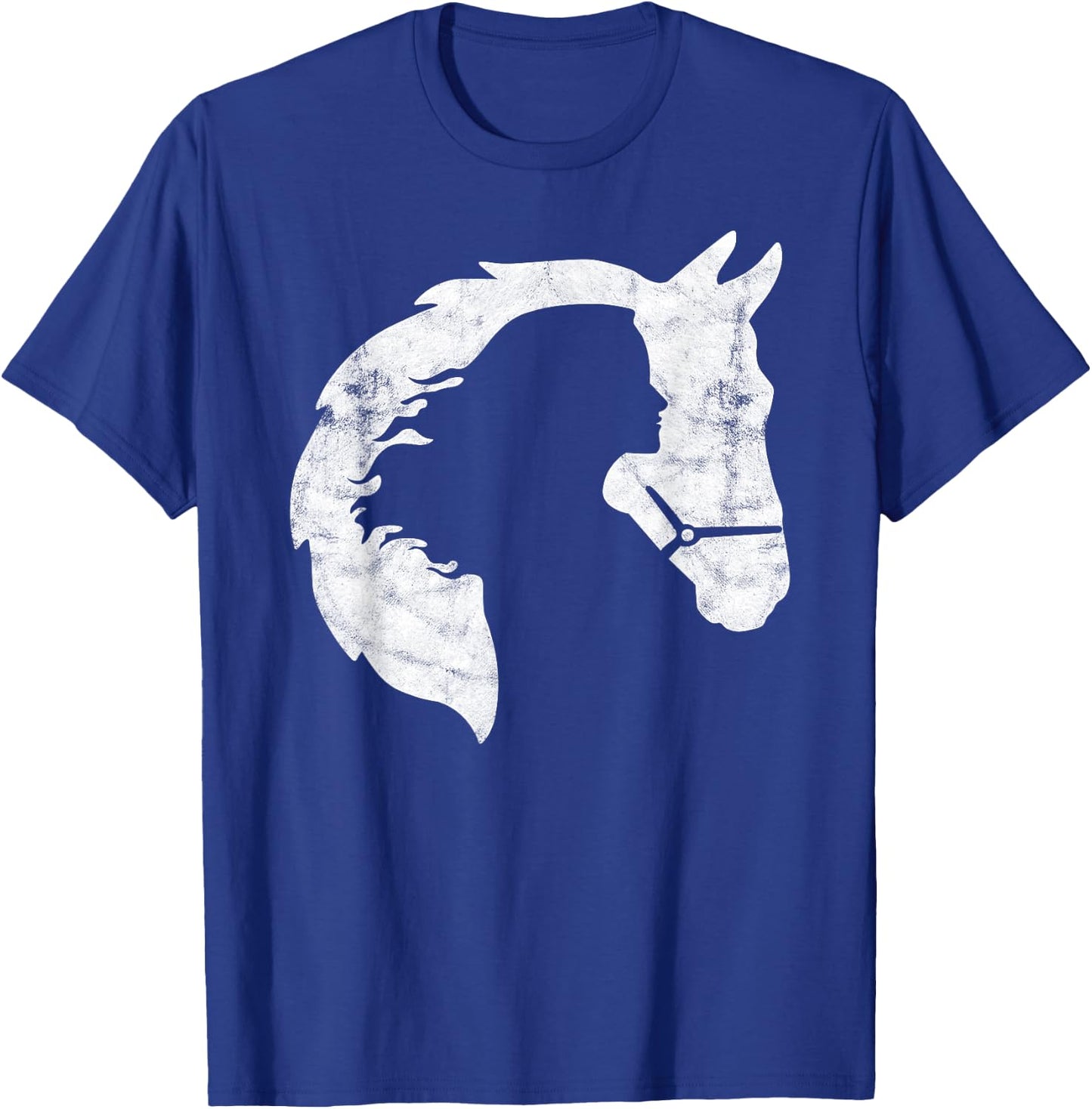 Retro Horse Young Woman With Horse Love Horse Silhouette T-Shirt - T-Shirt | Royal
