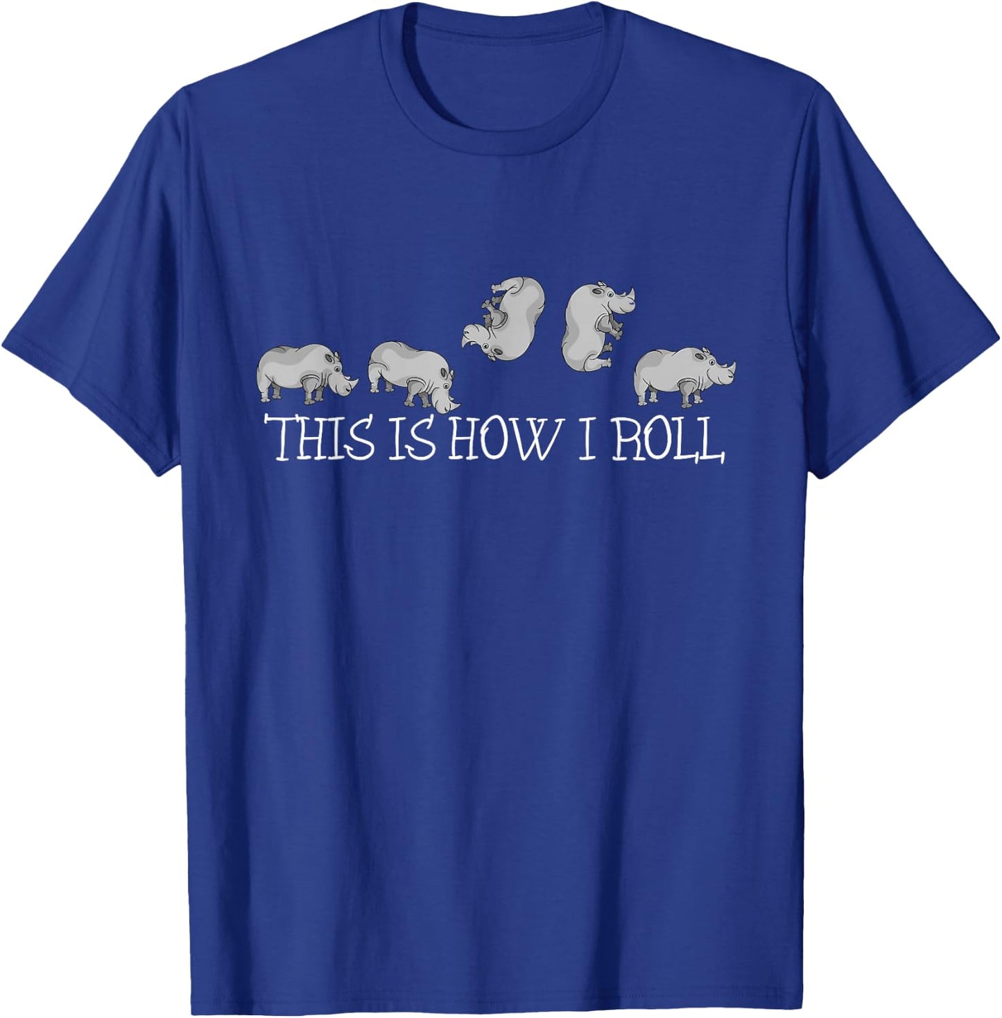 Rhino Lover Kids How I Roll Funny Rhinoceros T-Shirt - T-Shirt | Royal