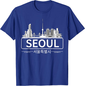 Seoul, South Korea Skyline Cityscape T-Shirt - T-Shirt | Royal