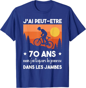 70 Years Birthday Bike Vintage Humor Cycling , Black, S T-Shirt - T-Shirt | Royal