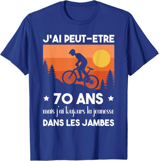 70 Years Birthday Bike Vintage Humor Cycling , Black, S T-Shirt - T-Shirt | Royal