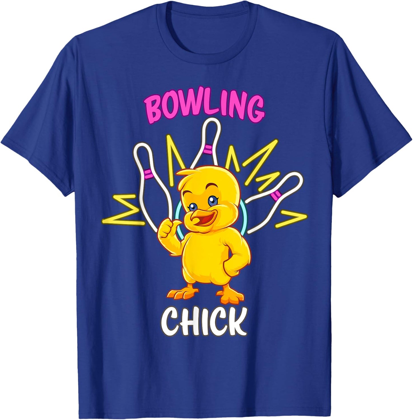 Bowling Chick Funny Chicken Sports Athlete T-Shirt - T-Shirt | Royal
