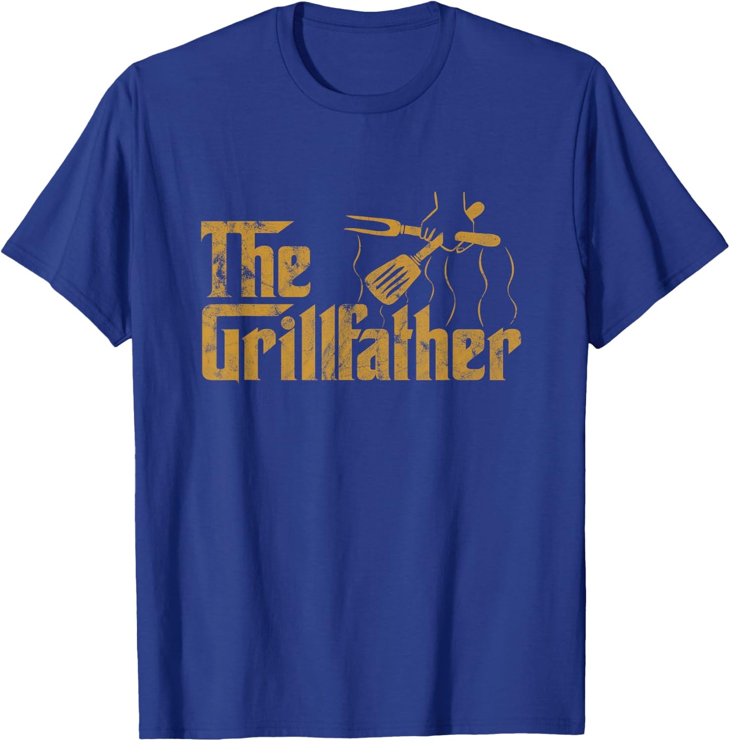 Vintage The Grillfather BBQ Grill & Smoker | Barbecue Chef T-Shirt - T-Shirt | Royal