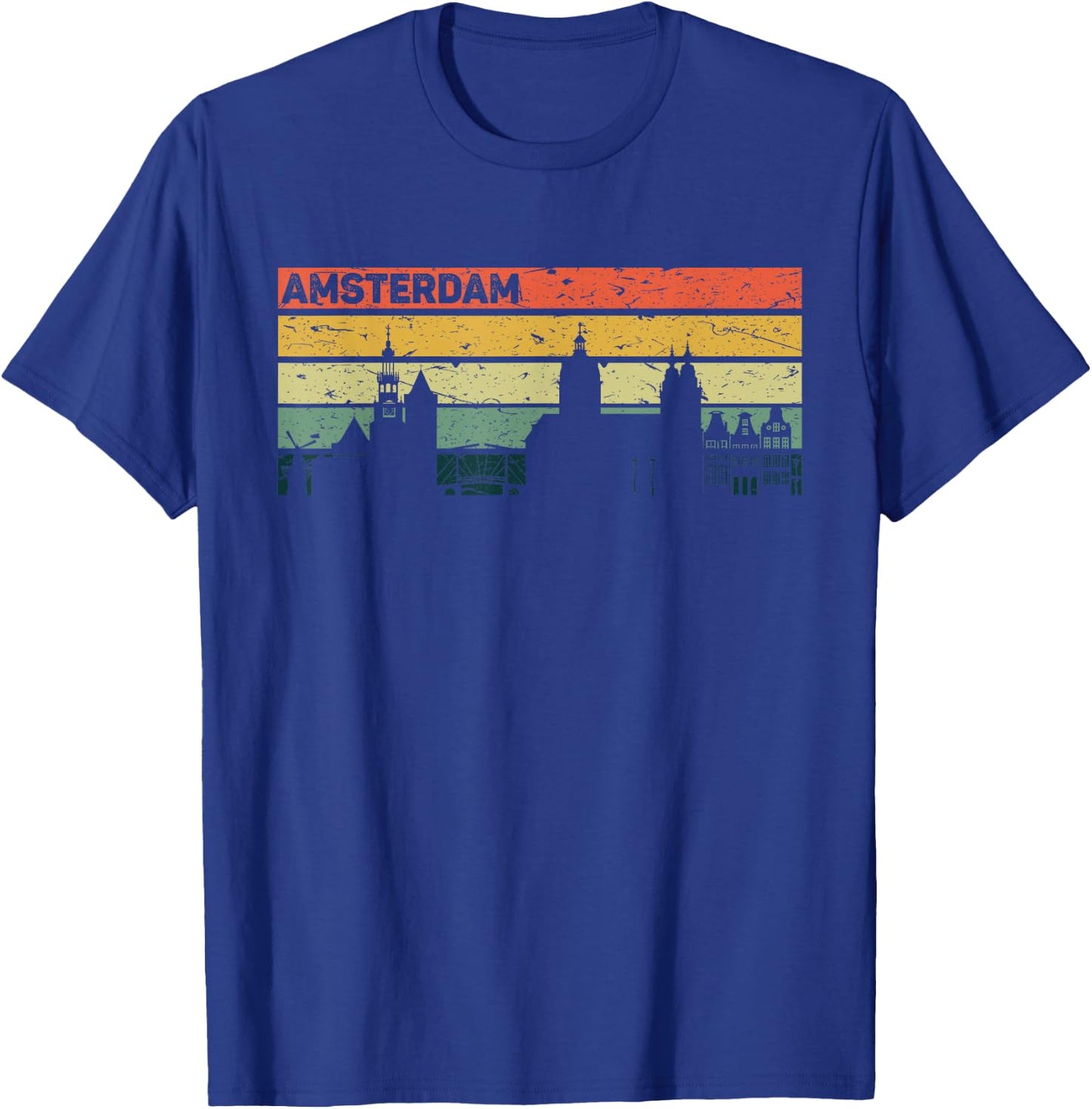 Amsterdam Vintage Skyline Retro City Holland , black, s T-Shirt - T-Shirt | Royal