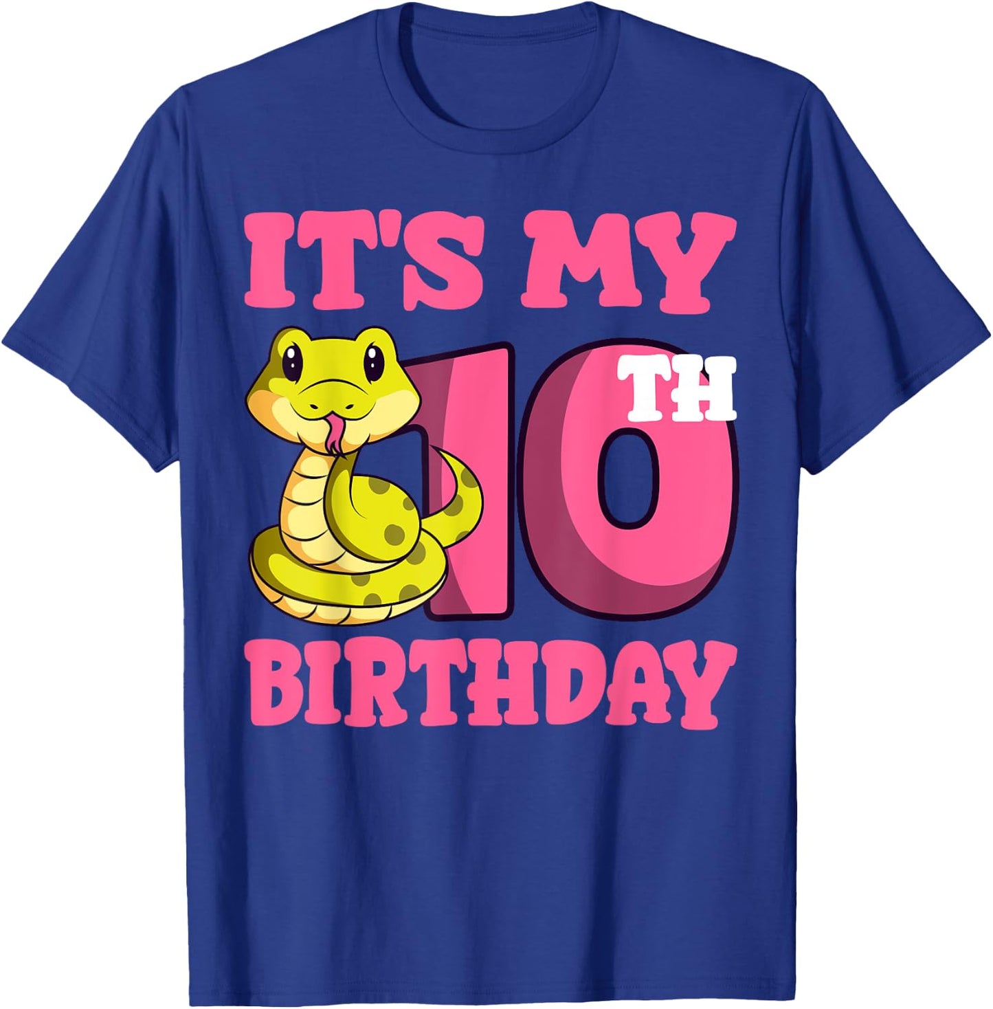 Snake 10th Birthday Reptile Lover Wildlife Serpent Zookeeper T-Shirt - T-Shirt | Royal