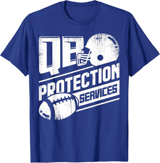Funny Offensive Linemen Quarterback QB Protection Services T-Shirt - T-Shirt | Royal