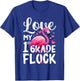 Love My 1st Grade Flock Flamingo Funny Teacher School Squad Men Women Kids T-Shirt - T-Shirt | Royal