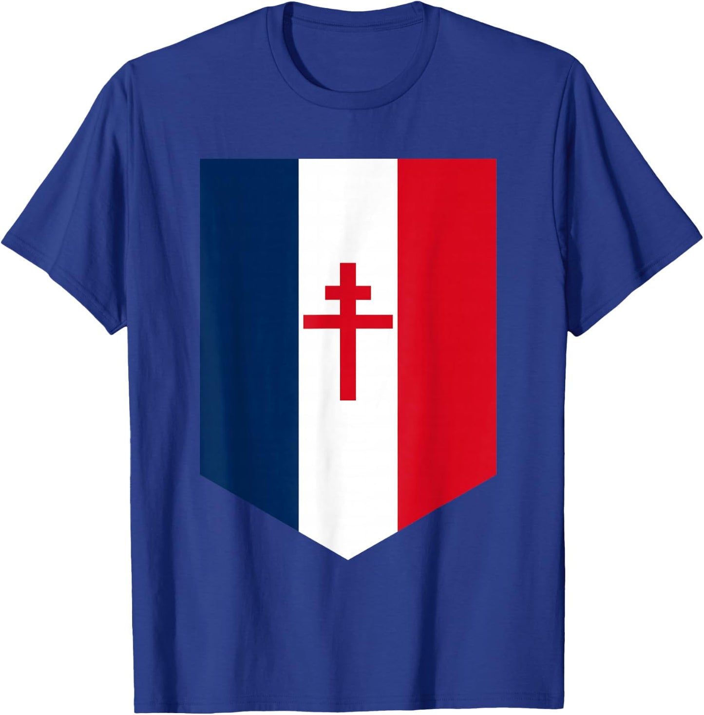 Drapeau Français avec Croix de Lorraine , Black, S T-Shirt - T-Shirt | Royal