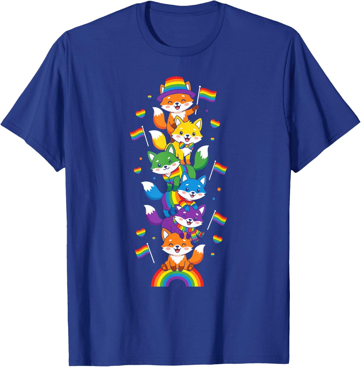 Funny LGBT Fox Rainbow Lesbian Gay Pride Women Men T-Shirt - T-Shirt | Royal