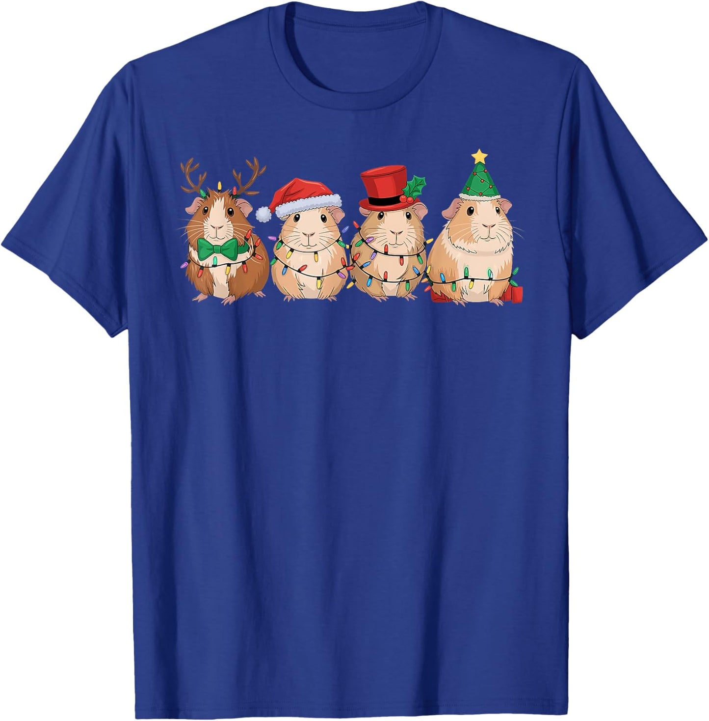Merry Pigmas Cute Santa Guinea Pig Squad Christmas Lights T-Shirt - T-Shirt | Royal