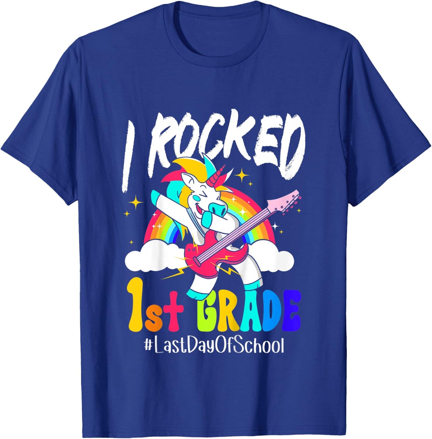 Kids I Rocked 1st Grade Unicorn Guitar Last Day Of School T-Shirt - T-Shirt | Royal