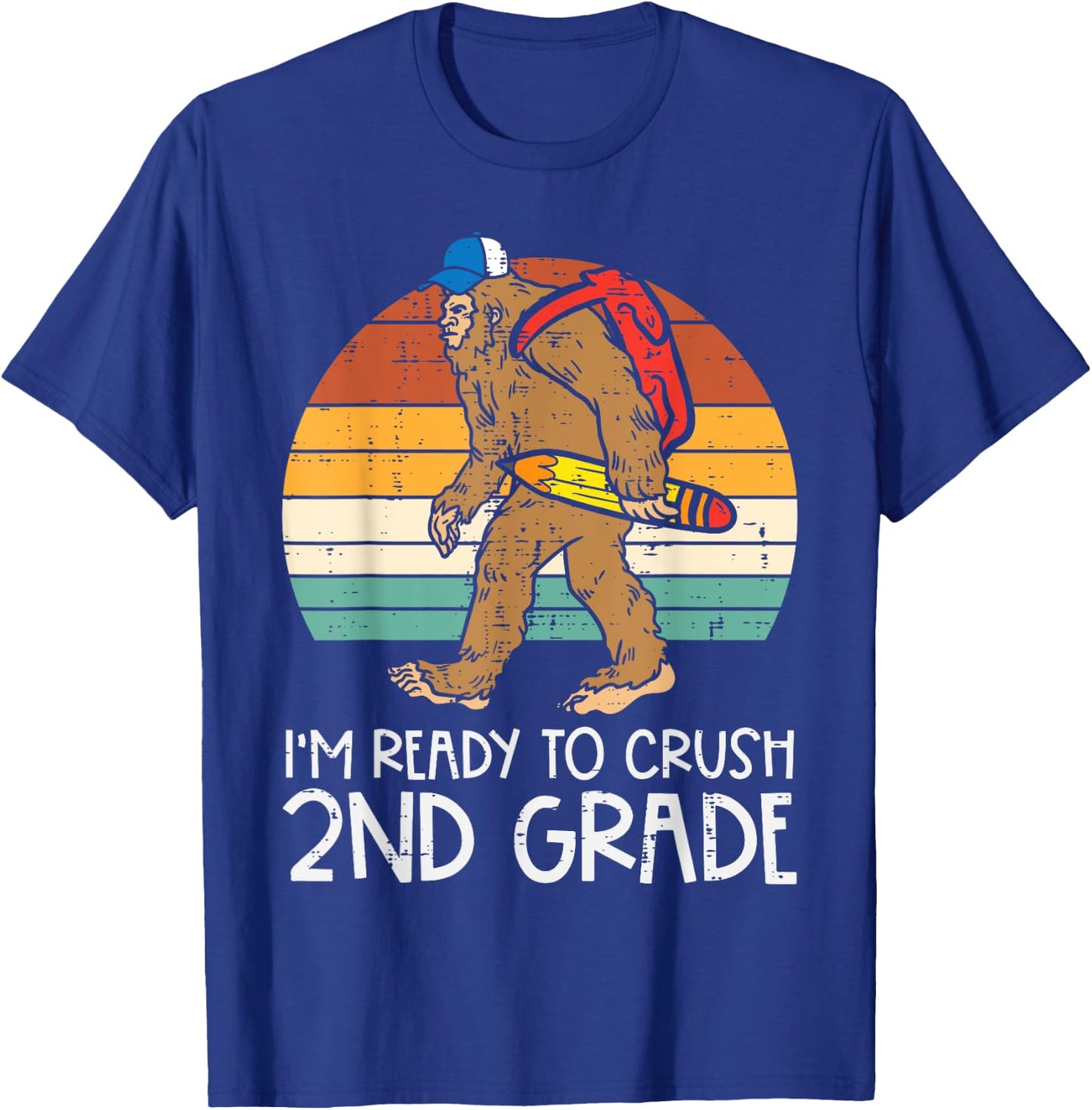 Bigfoot Sasquatch Crush 2nd Grade Second First Day Of School T-Shirt - T-Shirt | Royal