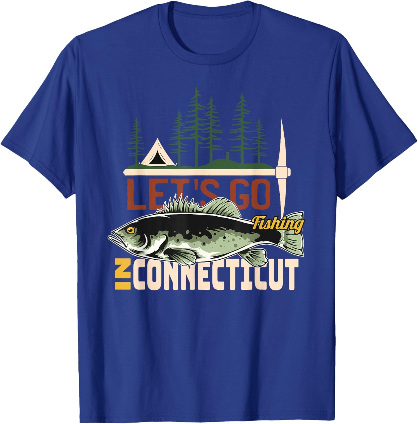 Camping Fishing in Connecticut - Nature Connecticut Fishing T-Shirt - T-Shirt | Royal