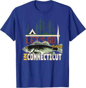 Camping Fishing in Connecticut - Nature Connecticut Fishing T-Shirt - T-Shirt | Royal