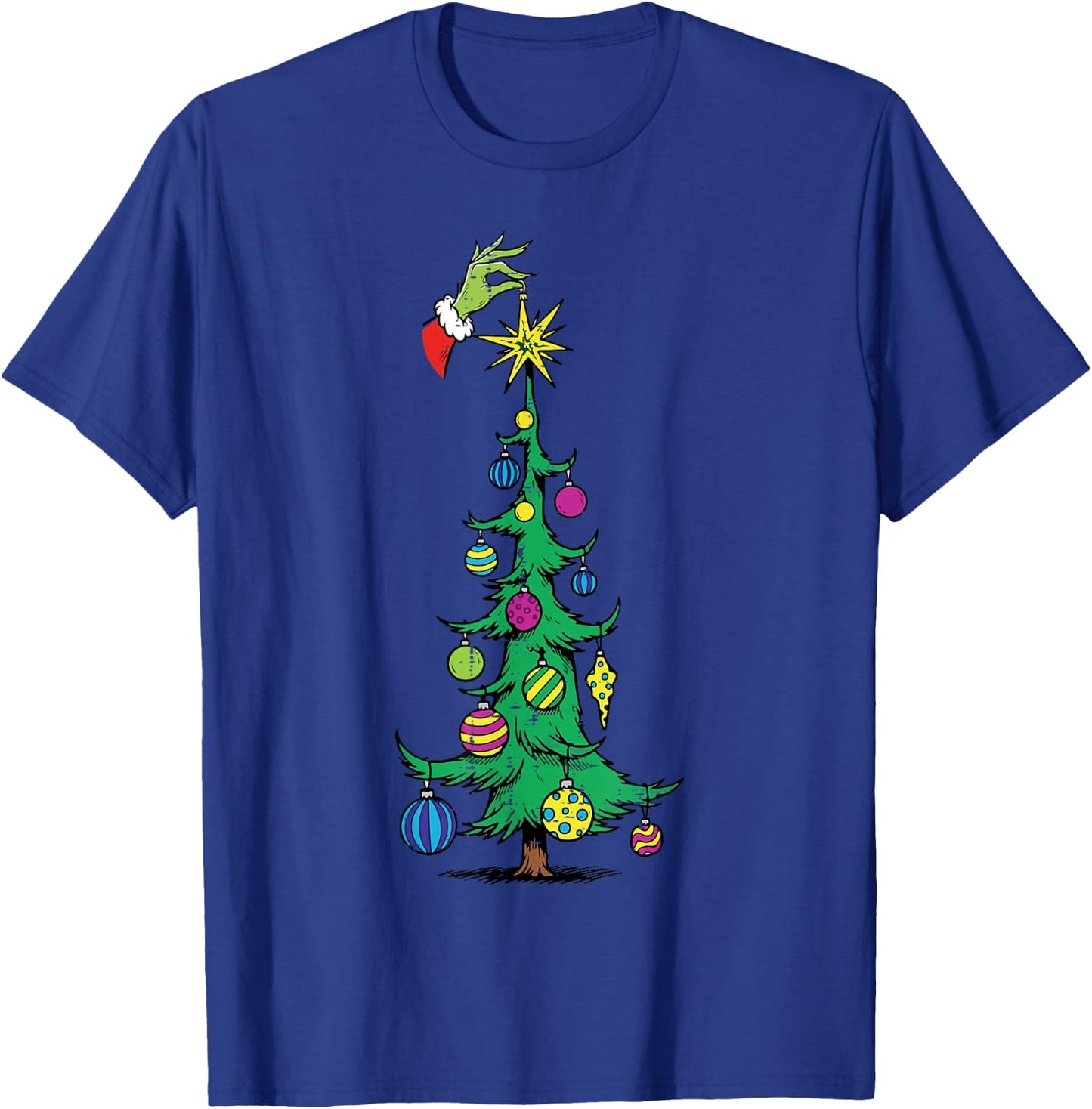 Christmas Tree Star Green Hand Xmas Holiday Kids Men Women T-Shirt - T-Shirt | Royal