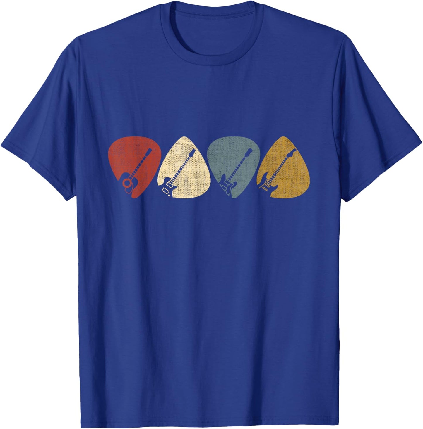 Guitarist, musician Guitar Pick - -Adults - Black - Small - Short Sleeve - Crew Collar - Modern - Retro - Vintage Design T-Shirt - T-Shirt | Royal