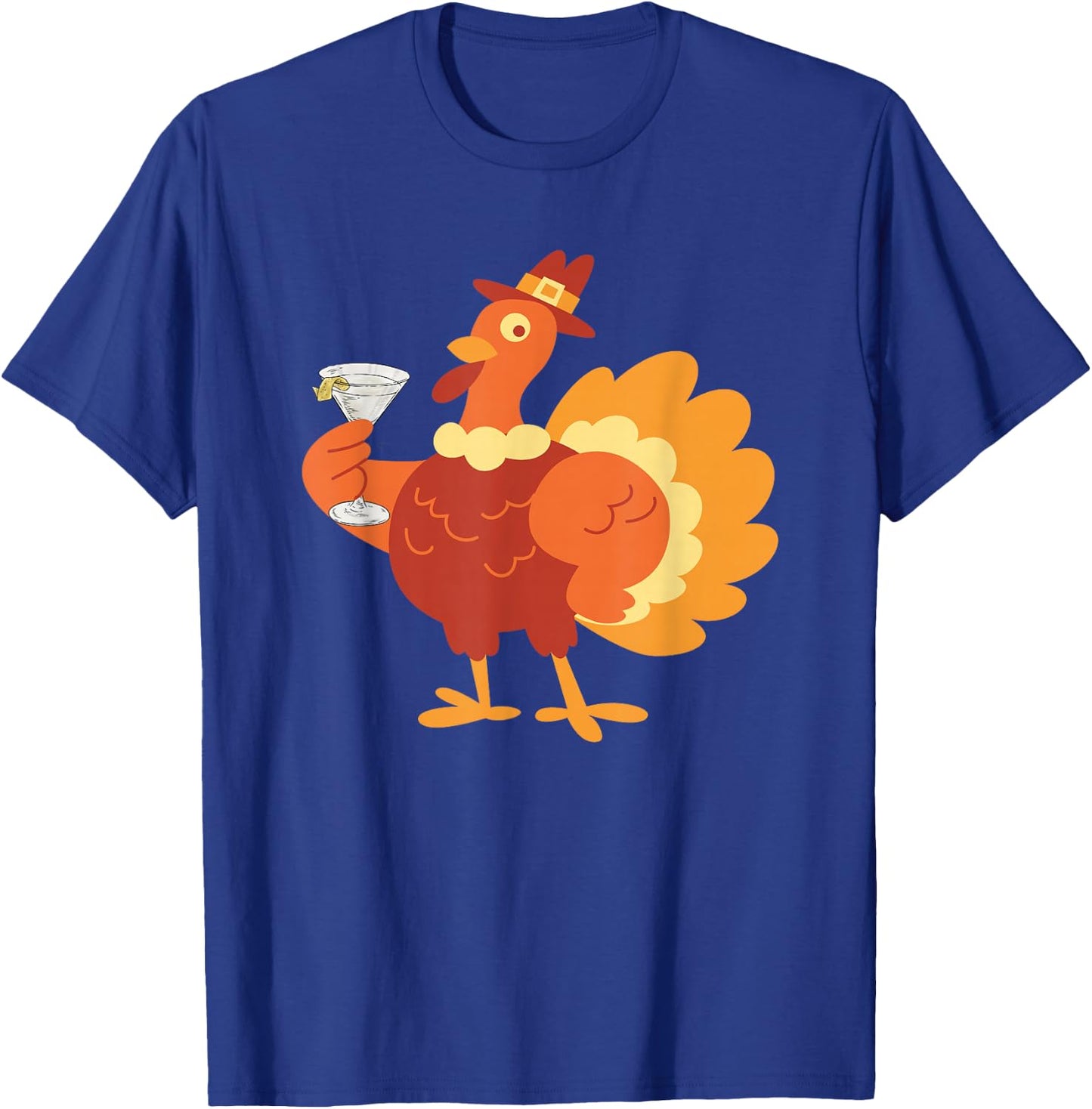 Turkey Drinking Dirty Martini Funny Tini Time Thanksgiving T-Shirt - T-Shirt | Royal