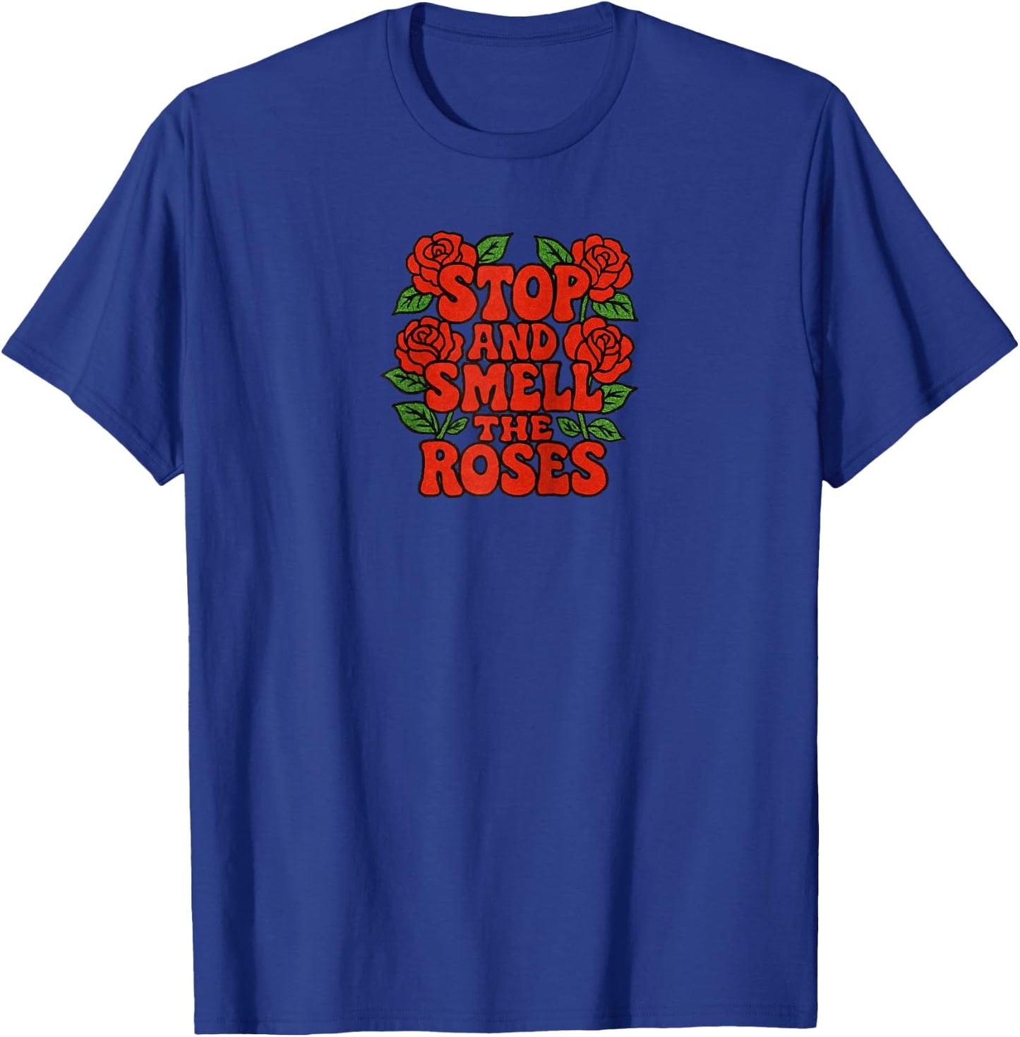 Stop and Smell The Roses Floral Mindful Life Design Raglan Baseball T-Shirt - T-Shirt | Royal