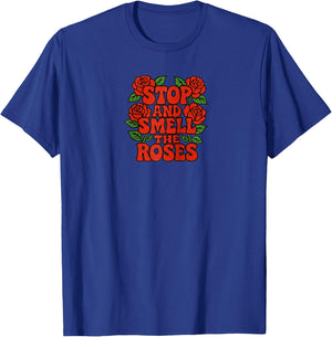 Stop and Smell The Roses Floral Mindful Life Design Raglan Baseball T-Shirt - T-Shirt | Royal