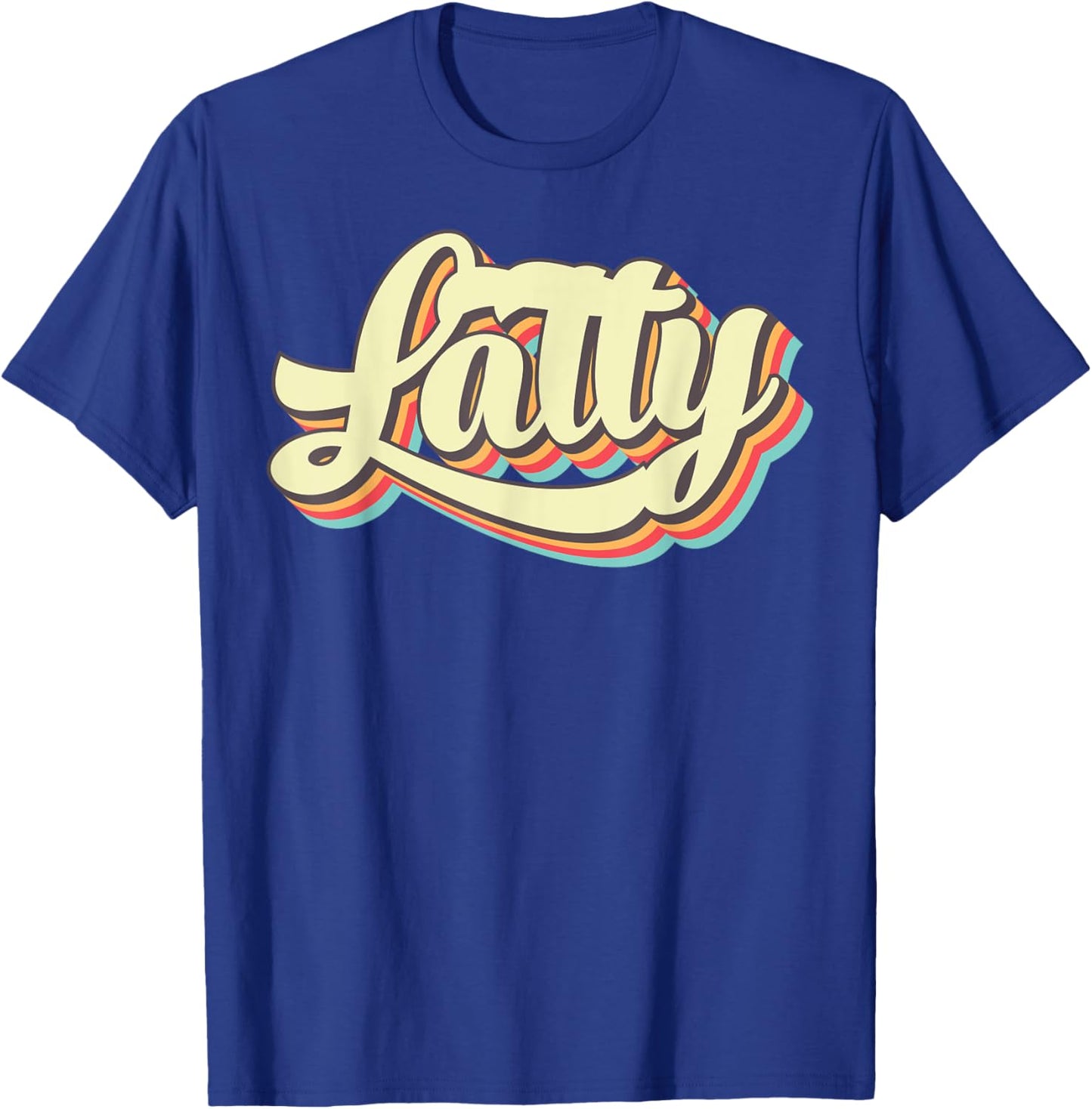 Latty Retro Art Baseball Font Vintage T-Shirt - T-Shirt | Royal