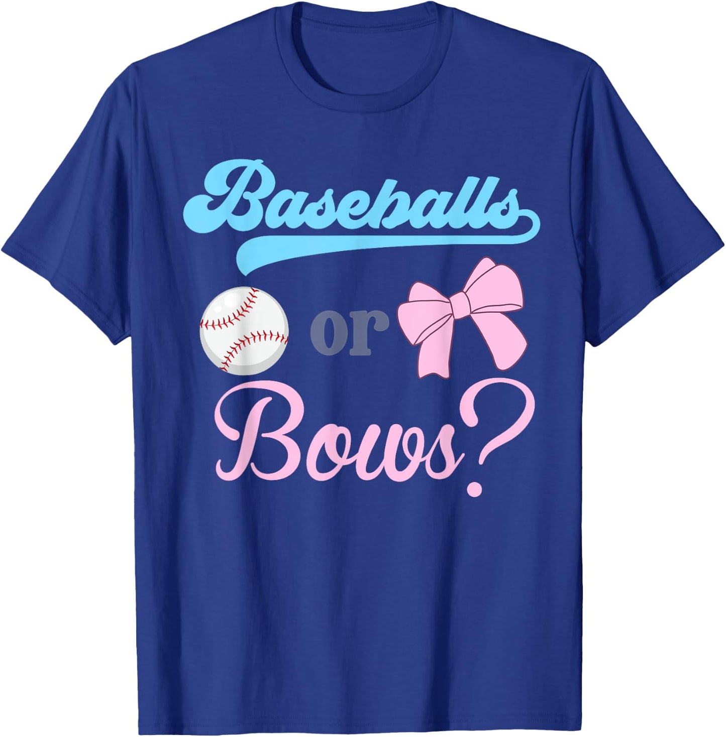 Baseball Or Bows Gender Reveal Party Idea T-Shirt - T-Shirt | Royal