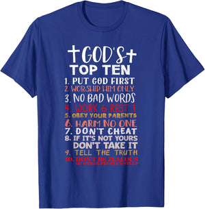 Jesus 10 Commandments Christian Bible Verse Gift T-Shirt - T-Shirt | Royal