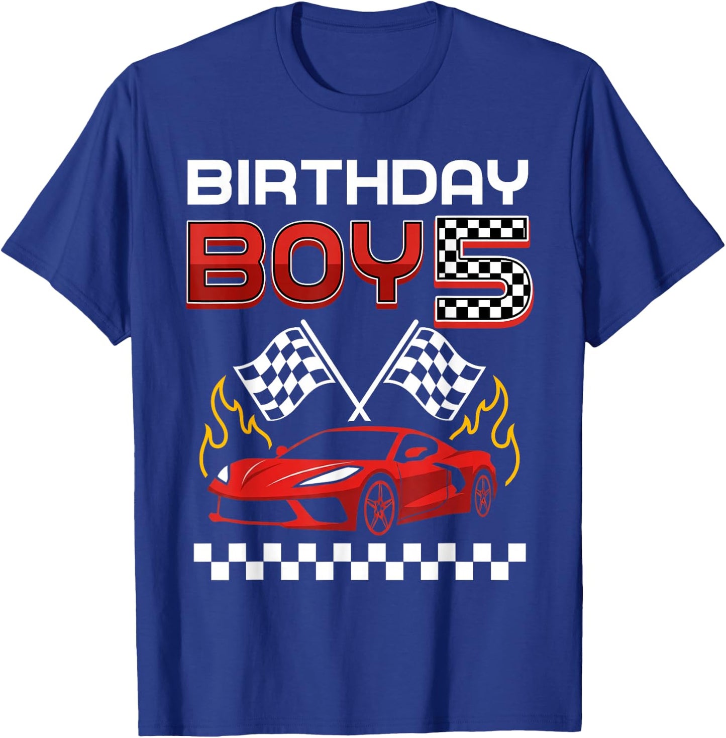 5th Birthday Boy Race Car Racing Car 5 Year Old Boys Kids T-Shirt - T-Shirt | Royal