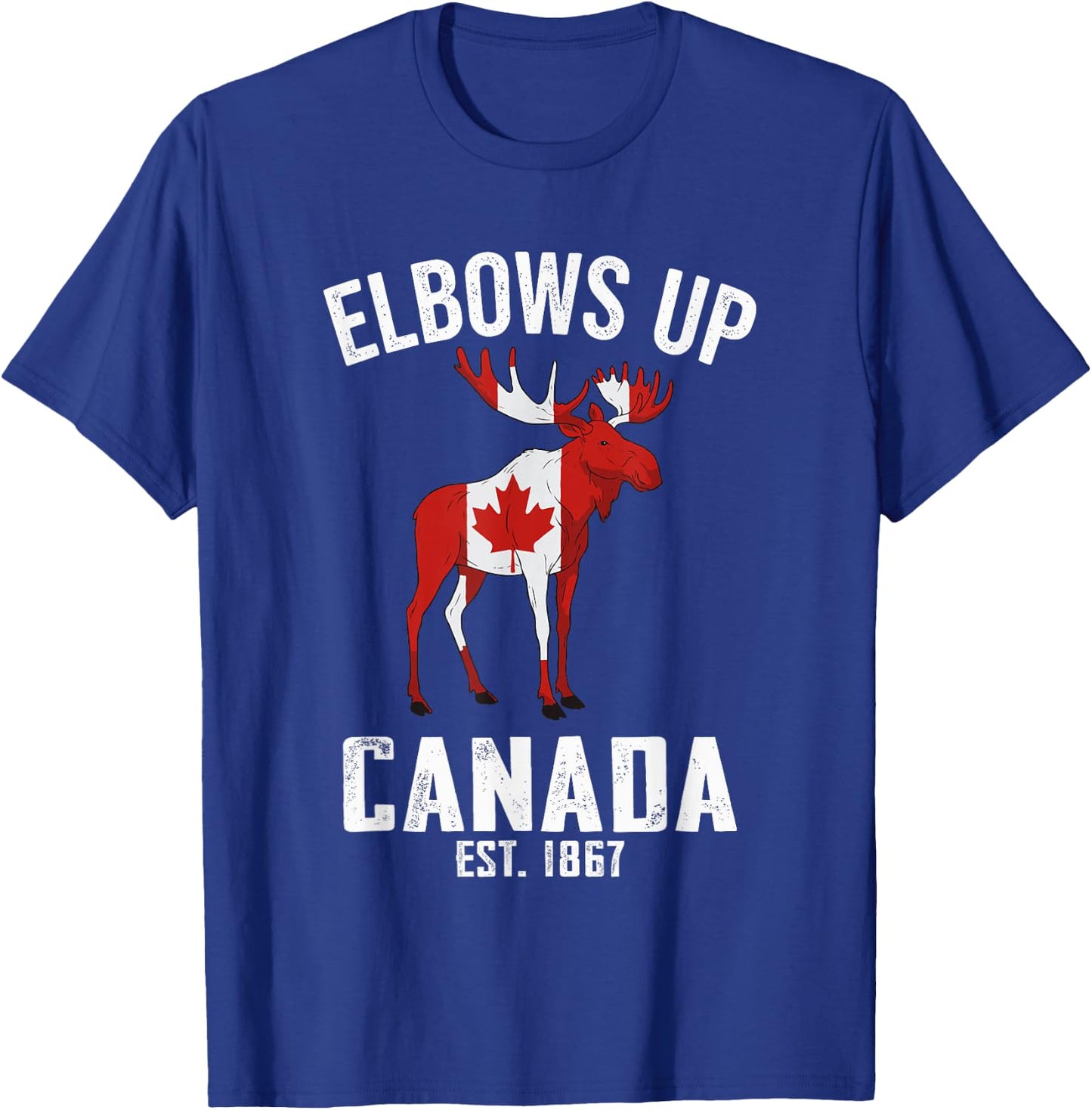 Elbows Up Canada Est 1867 Moose Canadian Men Women Canada T-Shirt - T-Shirt | Royal