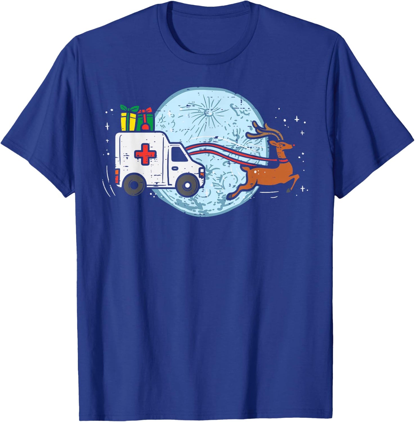 Ambulance Reindeer Nurse Christmas Winter Scrub Xmas Medical T-Shirt - T-Shirt | Royal