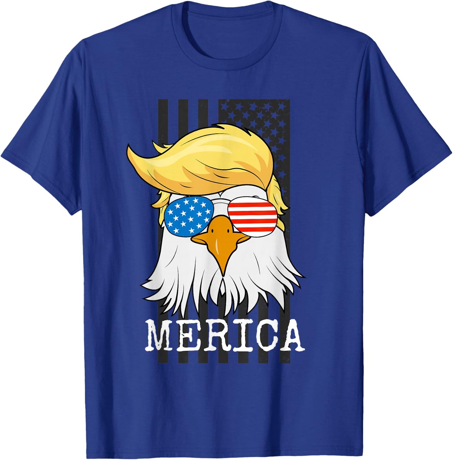 Merica Bald Eagle 4th of July Trump American Flag Funny Gift T-Shirt - T-Shirt | Royal