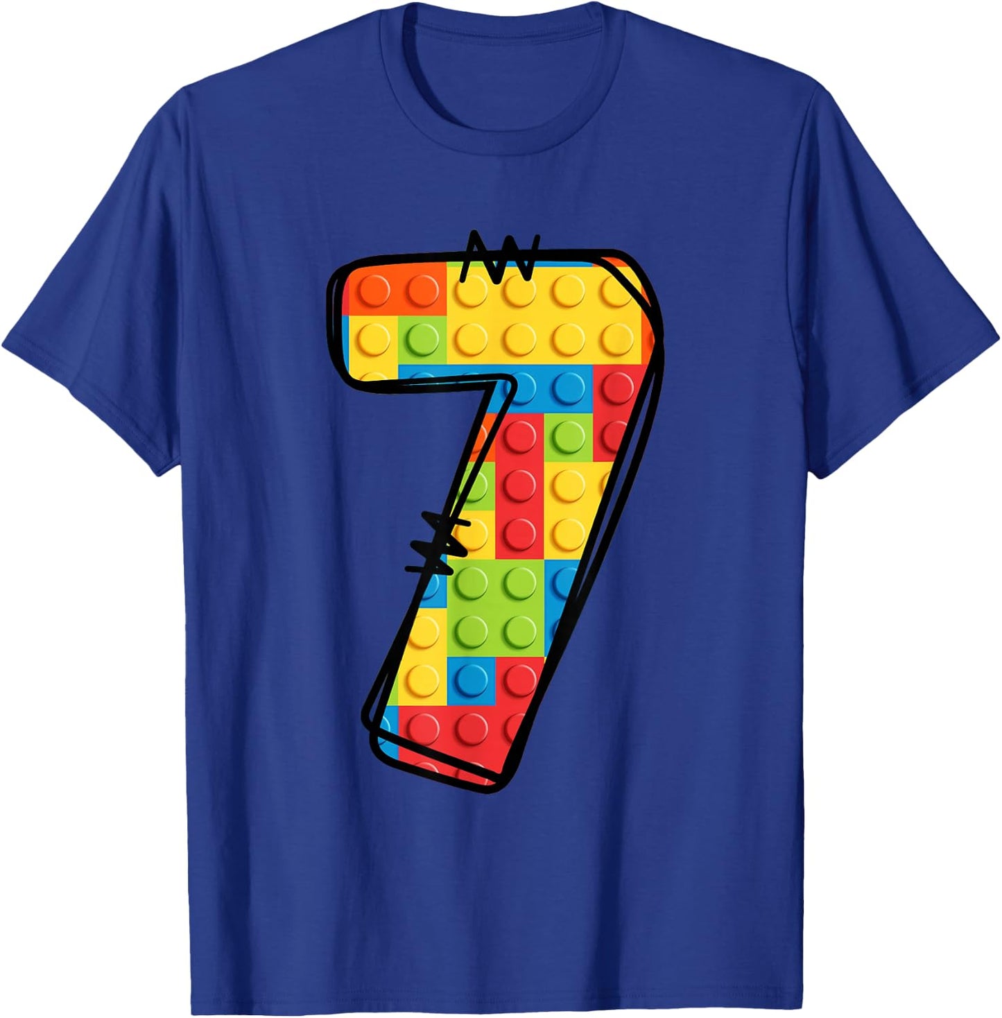 7 Year Old Blocks Building Master Builder 7th Birthday T-Shirt - T-Shirt | Royal