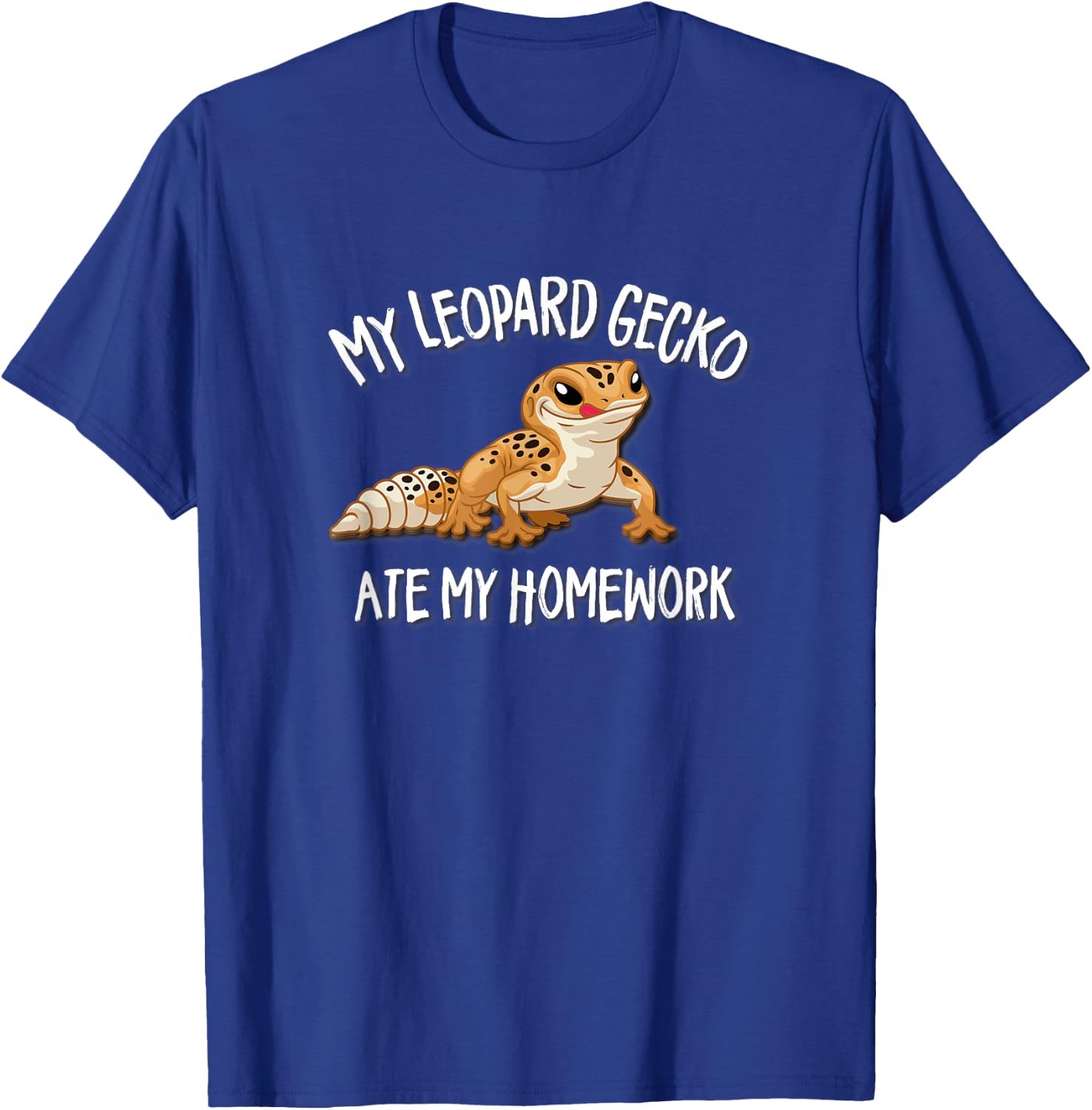 Kids Boys Girls Reptile Lover Pet Leopard Gecko Ate Homework T-Shirt - T-Shirt | Royal