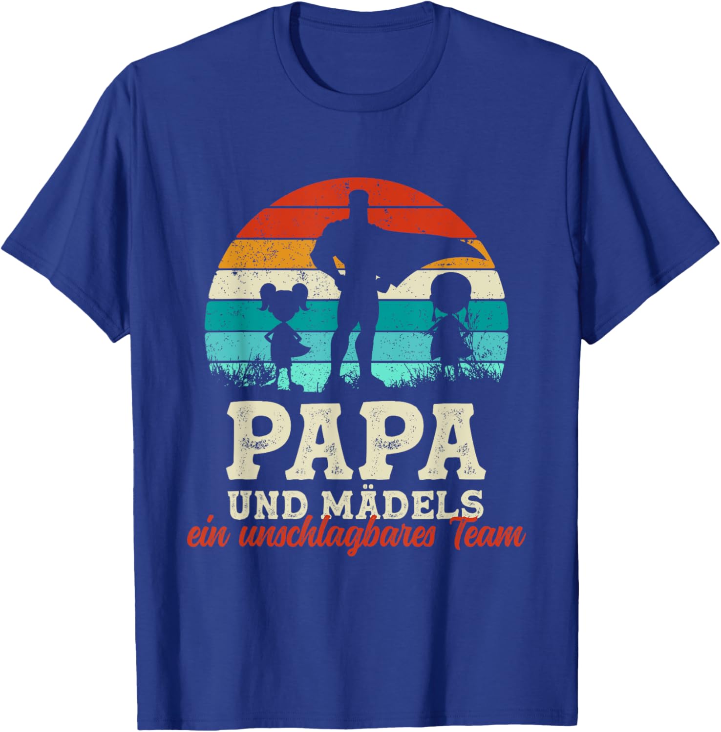 Team Papa Tochter Zwei Kinder Vatertag Bester Super Papa T-Shirt - T-Shirt | Royal
