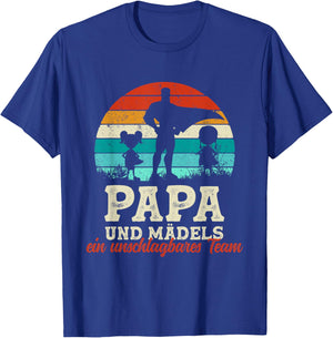 Team Papa Tochter Zwei Kinder Vatertag Bester Super Papa T-Shirt - T-Shirt | Royal