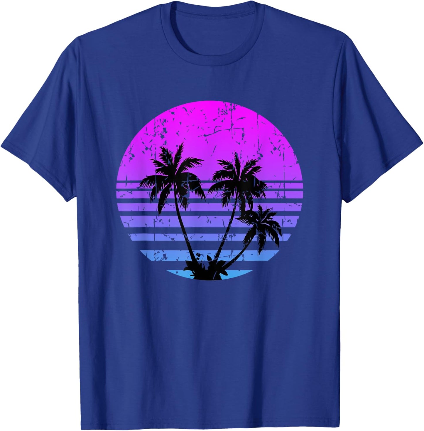 Retro Palm Trees Sunset Summer Vacation Beach T-Shirt - T-Shirt | Royal
