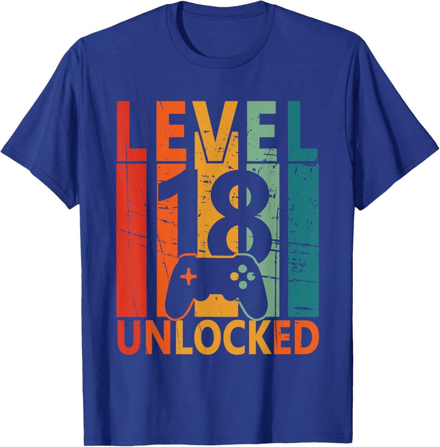 Level 18 Unlocked Gamer Birthday Gaming Birthday Boys Gifts T-Shirt - T-Shirt | Royal