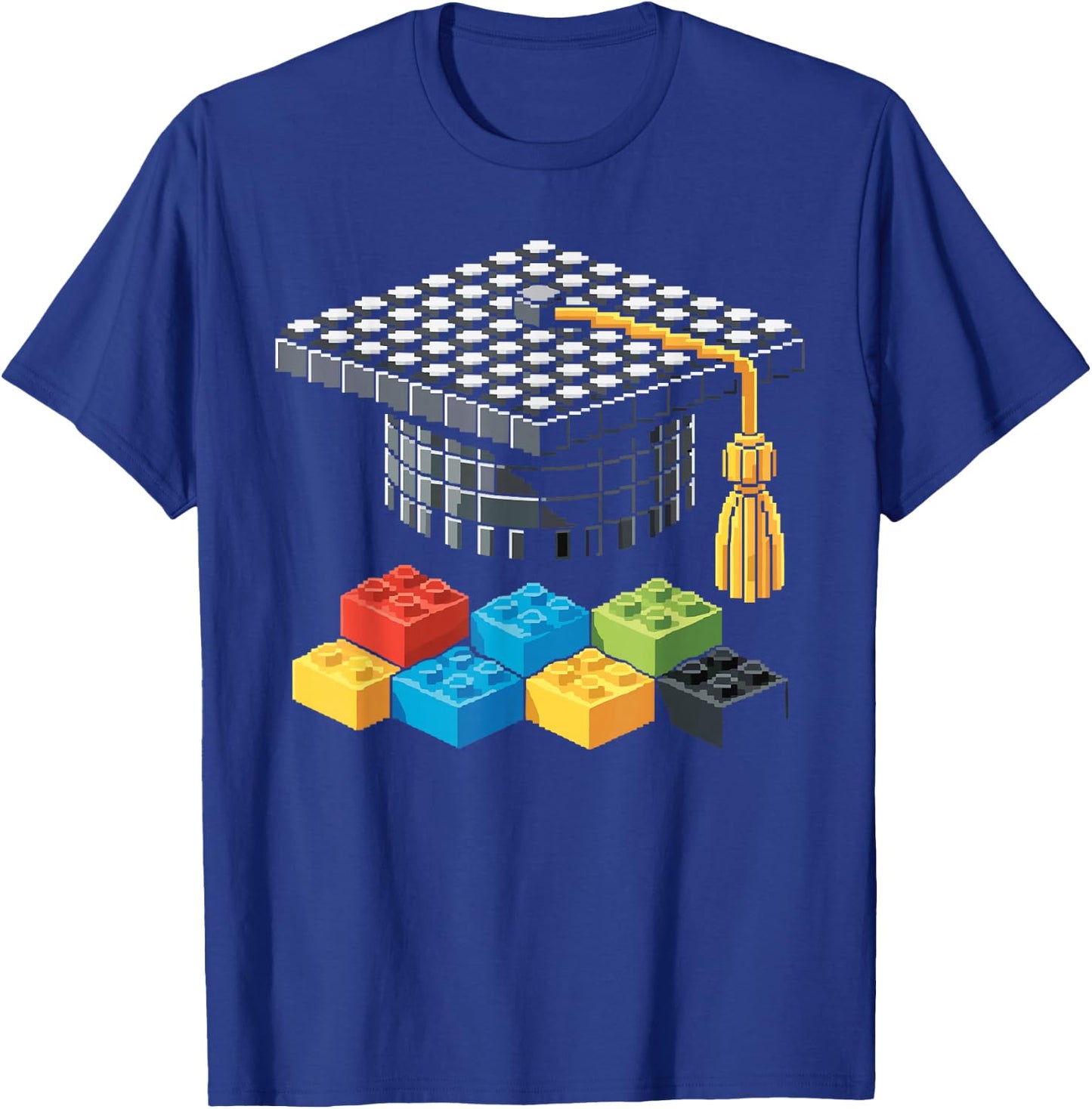 Brick Builder Blocks Graduating Graduate Happy Graduation T-Shirt - T-Shirt | Royal