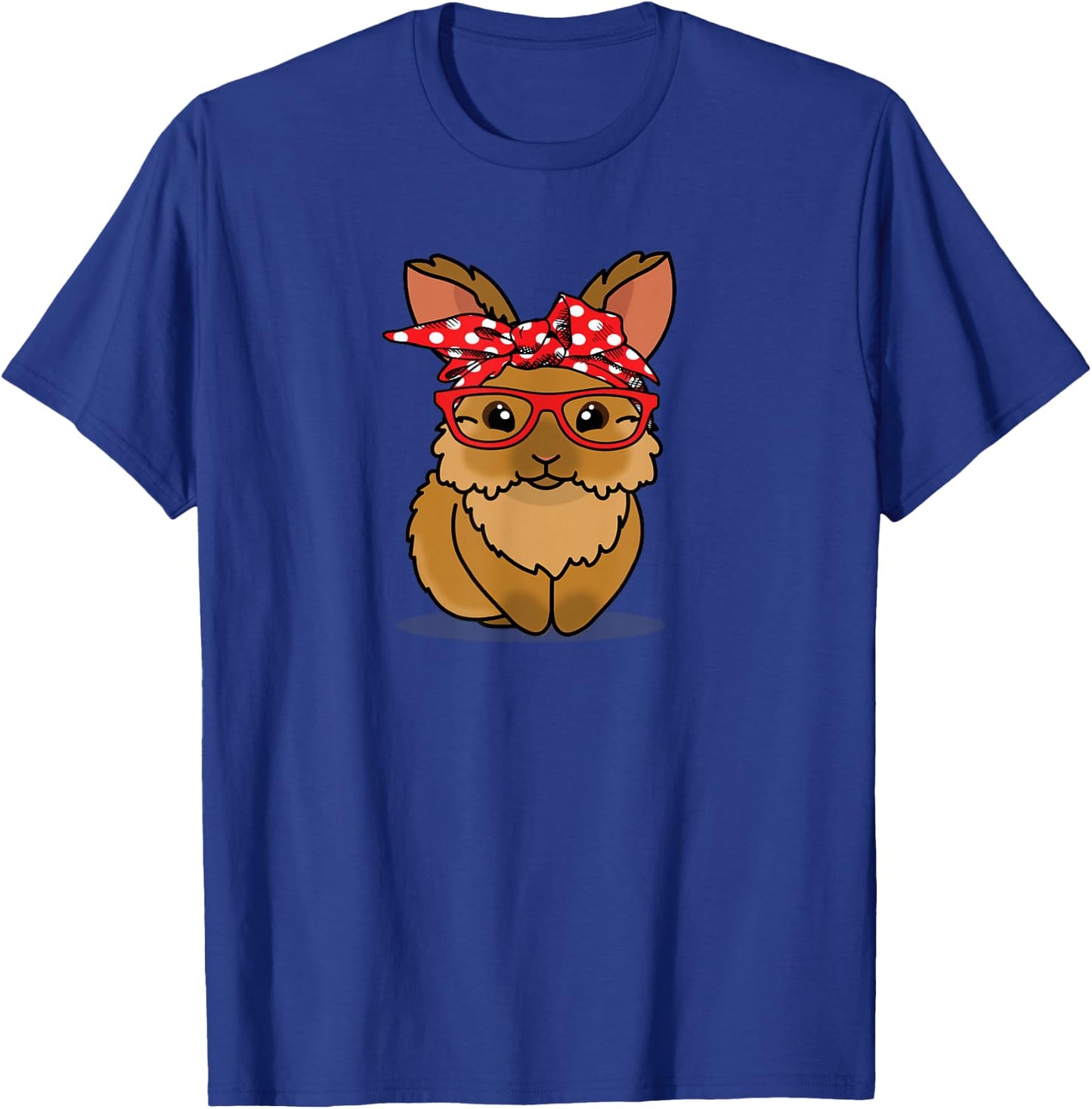 Funny Red Bandana Glasses Mom Lionhead Rabbit Lover T-Shirt - T-Shirt | Royal