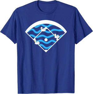 Funny Baseball Ducks On The Pond Base Ball T-Shirt - T-Shirt | Royal