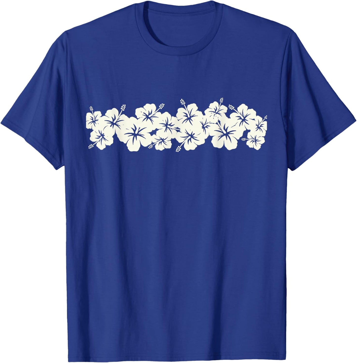 Surfer Style Vintage Floral | Hibiscus Flower Row 1970s T-Shirt - T-Shirt | Royal
